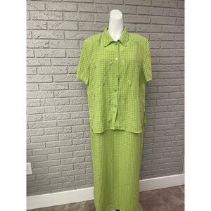 Plaza Collection Women's Short Sleeve Green Textured Embroidered Dress /Jacket S